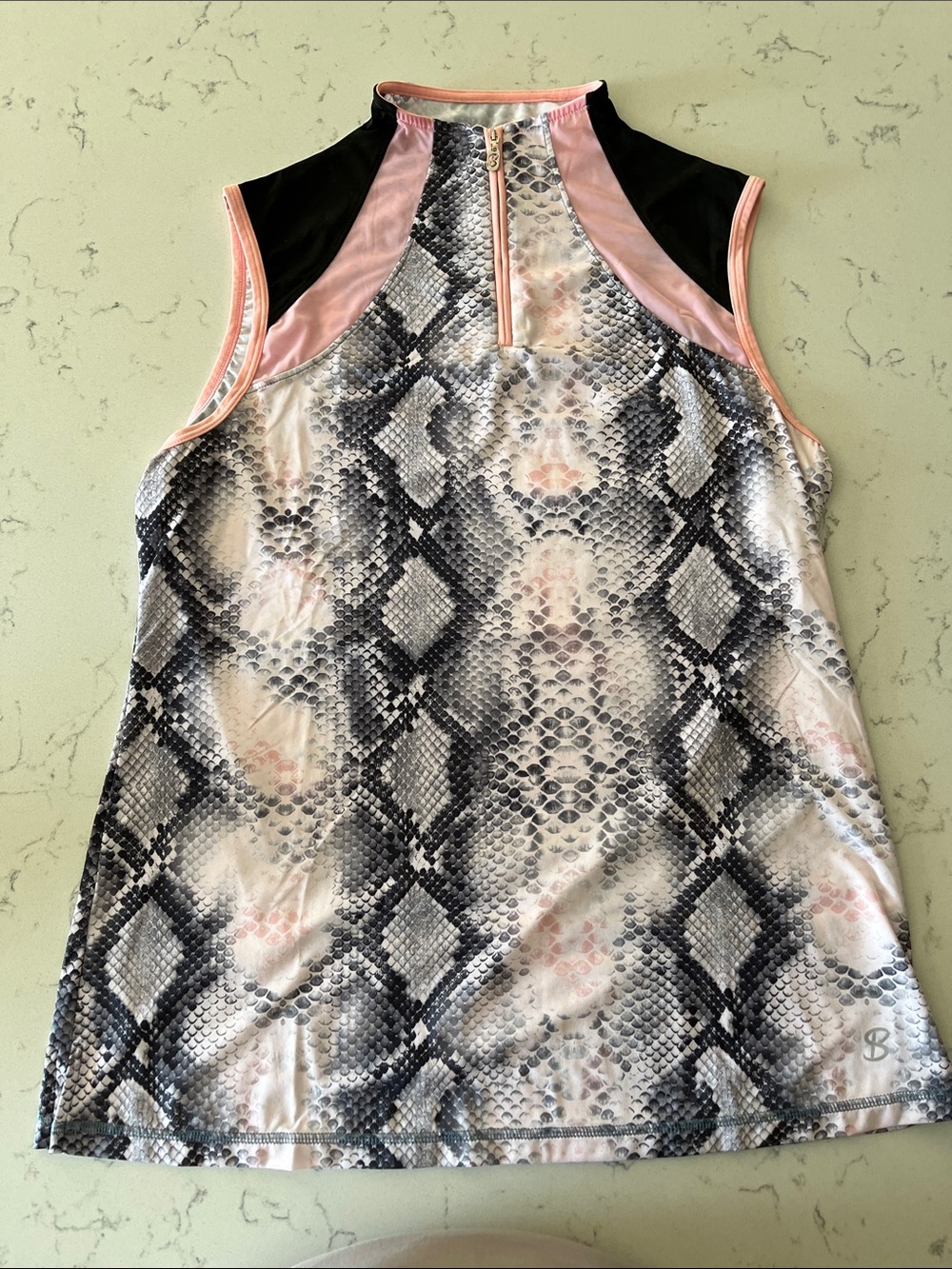 Sofibella Sleeveless Snake Print Athletic Top with Pink Accents
